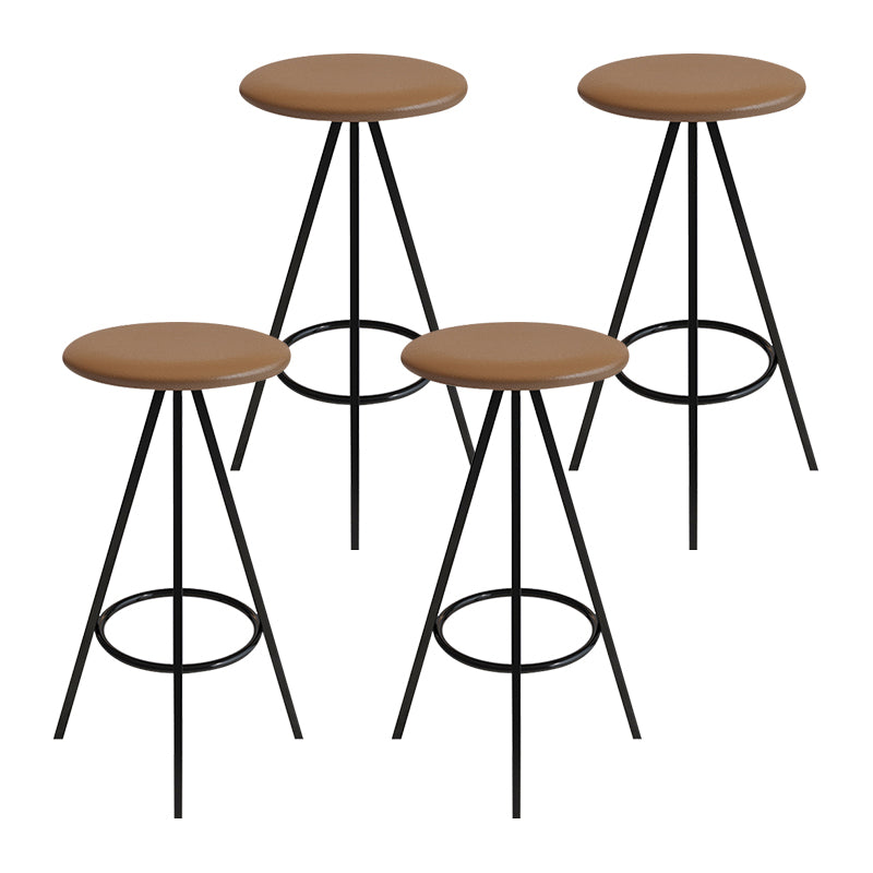 Industrial Style Barstools Leather Seats Metal 3 Legs Counter Stools for Dining Room