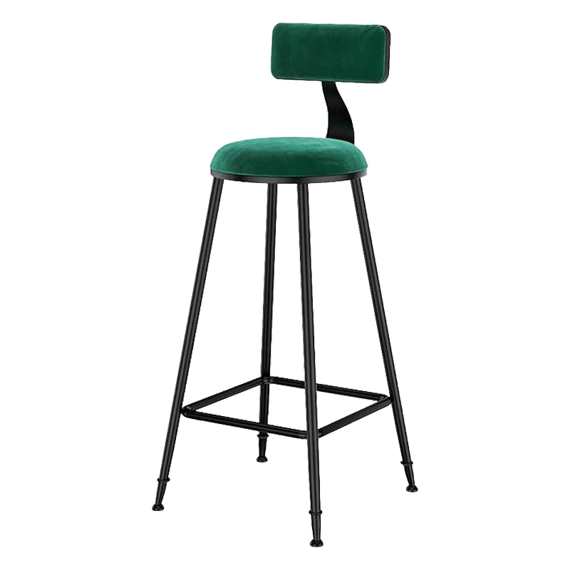 Nordic Style Velvet Barstool Indoor Black Iron 4 Legs Bar Stool for Coffee Shop