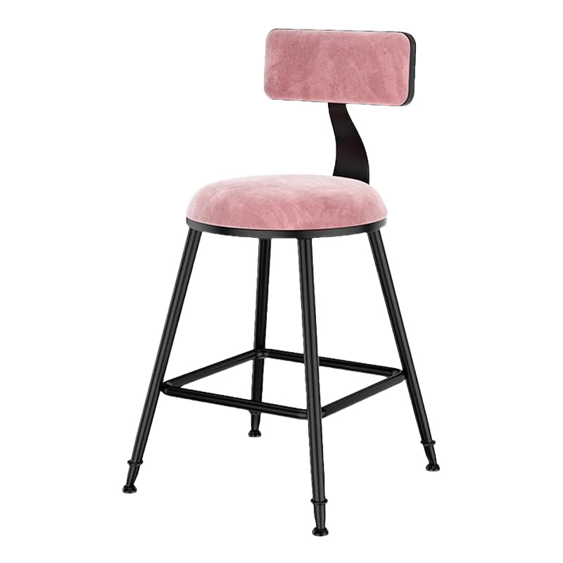 Nordic Style Velvet Barstool Indoor Black Iron 4 Legs Bar Stool for Coffee Shop