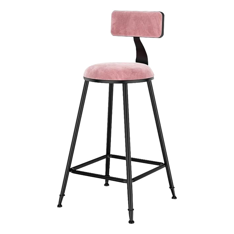 Nordic Style Velvet Barstool Indoor Black Iron 4 Legs Bar Stool for Coffee Shop