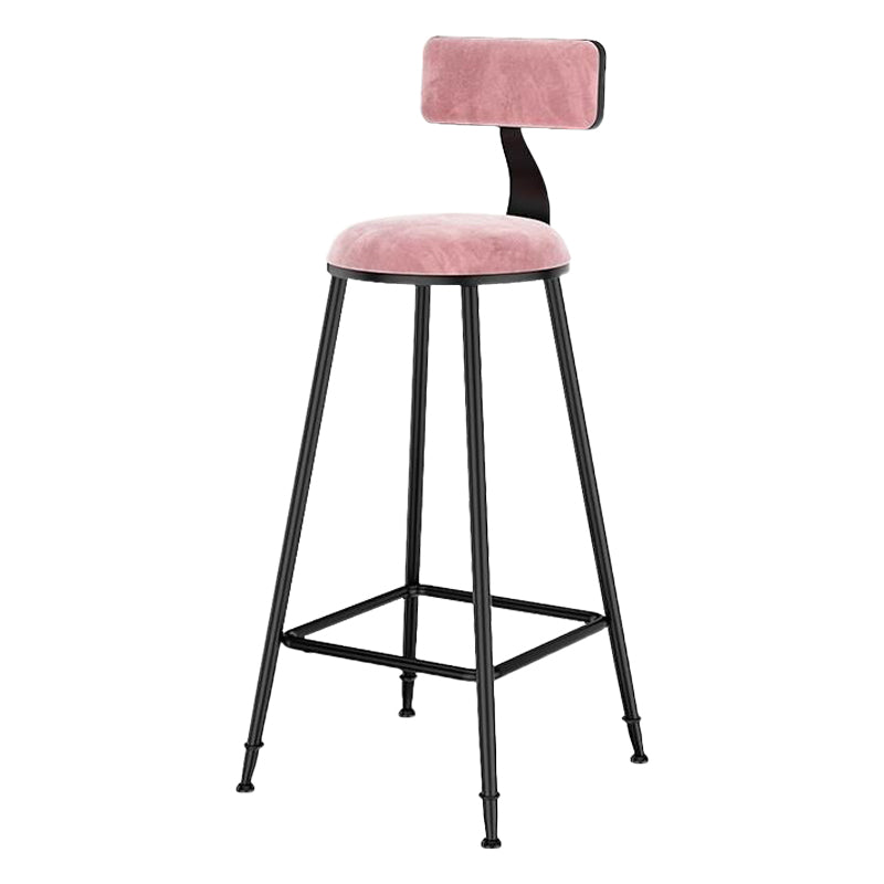 Nordic Style Velvet Barstool Indoor Black Iron 4 Legs Bar Stool for Coffee Shop