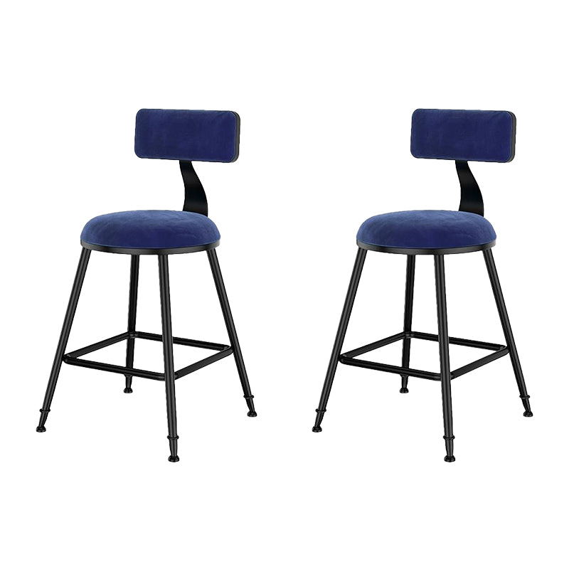 Nordic Style Velvet Barstool Indoor Black Iron 4 Legs Bar Stool for Coffee Shop