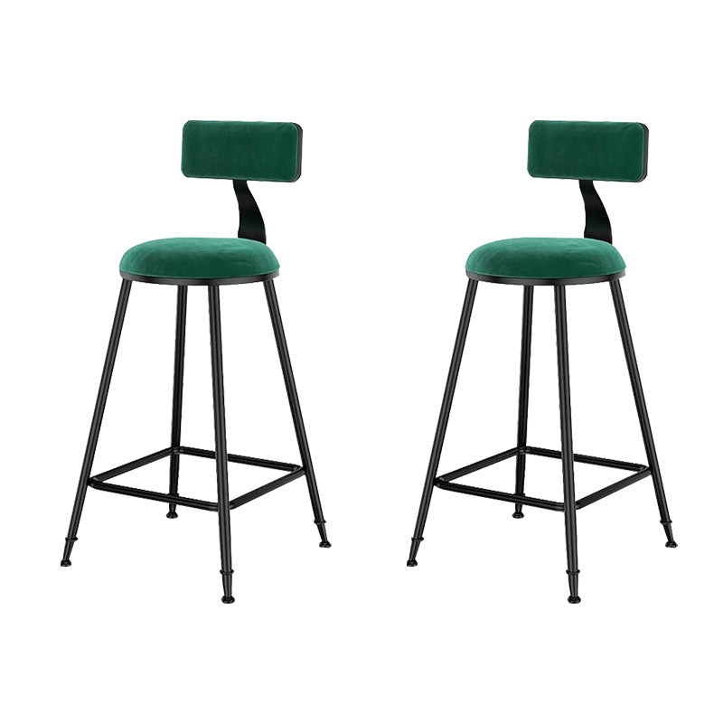 Nordic Style Velvet Barstool Indoor Black Iron 4 Legs Bar Stool for Coffee Shop