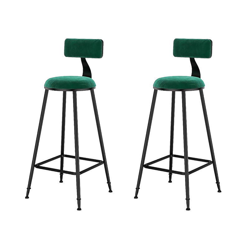 Nordic Style Velvet Barstool Indoor Black Iron 4 Legs Bar Stool for Coffee Shop