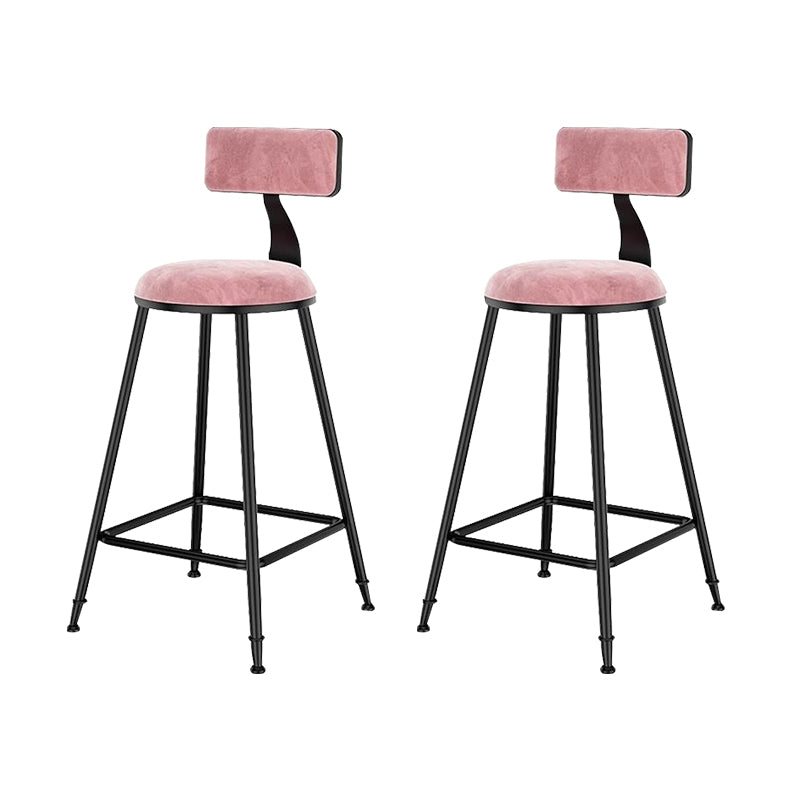 Nordic Style Velvet Barstool Indoor Black Iron 4 Legs Bar Stool for Coffee Shop