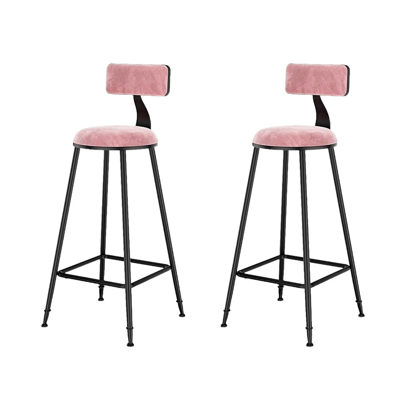 Nordic Style Velvet Barstool Indoor Black Iron 4 Legs Bar Stool for Coffee Shop