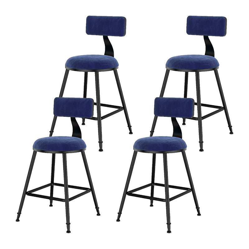 Nordic Style Velvet Barstool Indoor Black Iron 4 Legs Bar Stool for Coffee Shop