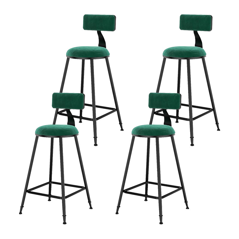 Nordic Style Velvet Barstool Indoor Black Iron 4 Legs Bar Stool for Coffee Shop