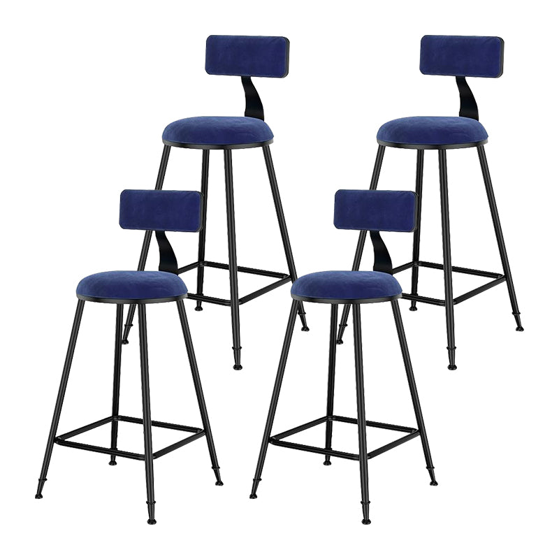 Nordic Style Velvet Barstool Indoor Black Iron 4 Legs Bar Stool for Coffee Shop