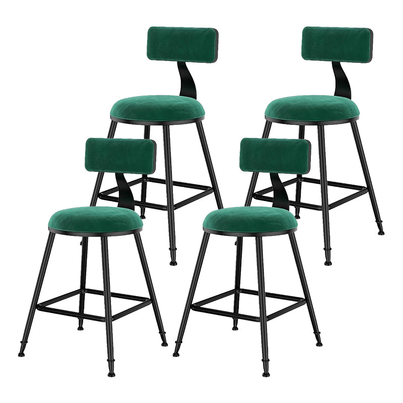 Nordic Style Velvet Barstool Indoor Black Iron 4 Legs Bar Stool for Coffee Shop