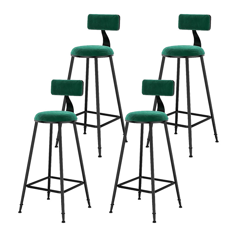 Nordic Style Velvet Barstool Indoor Black Iron 4 Legs Bar Stool for Coffee Shop