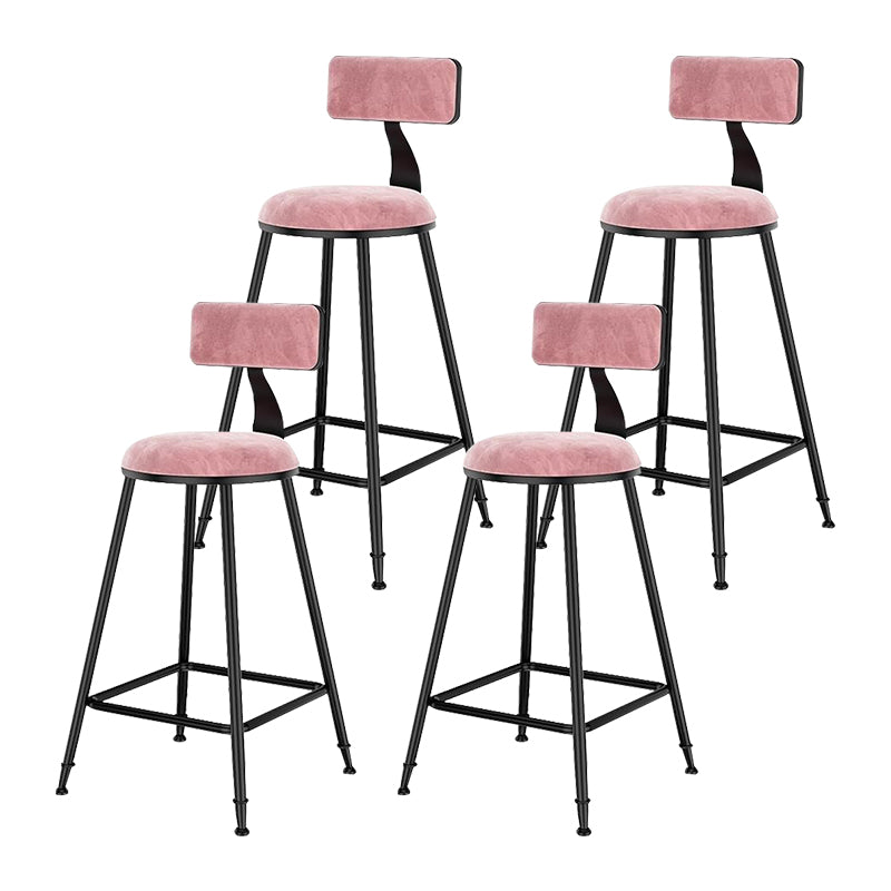 Nordic Style Velvet Barstool Indoor Black Iron 4 Legs Bar Stool for Coffee Shop