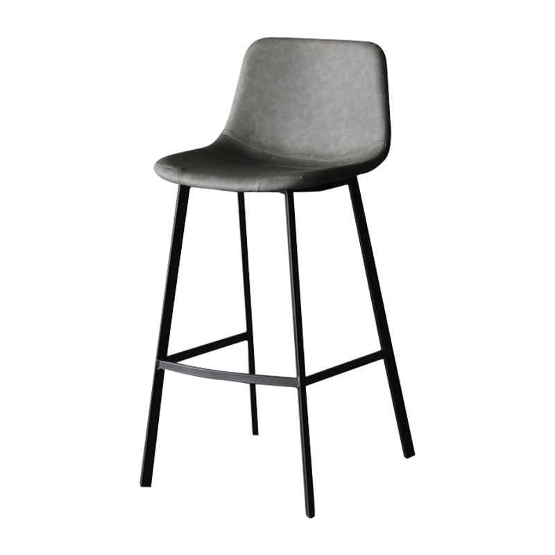 Industrial Leather Iron Counter Stools Low Back Bar Stools with Footrest