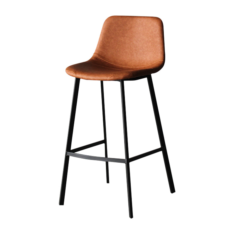 Industrial Leather Iron Counter Stools Low Back Bar Stools with Footrest
