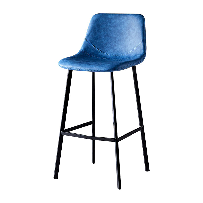 Industrial Leather Iron Counter Stools Low Back Bar Stools with Footrest