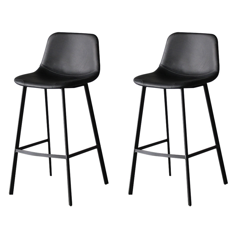 Industrial Leather Iron Counter Stools Low Back Bar Stools with Footrest