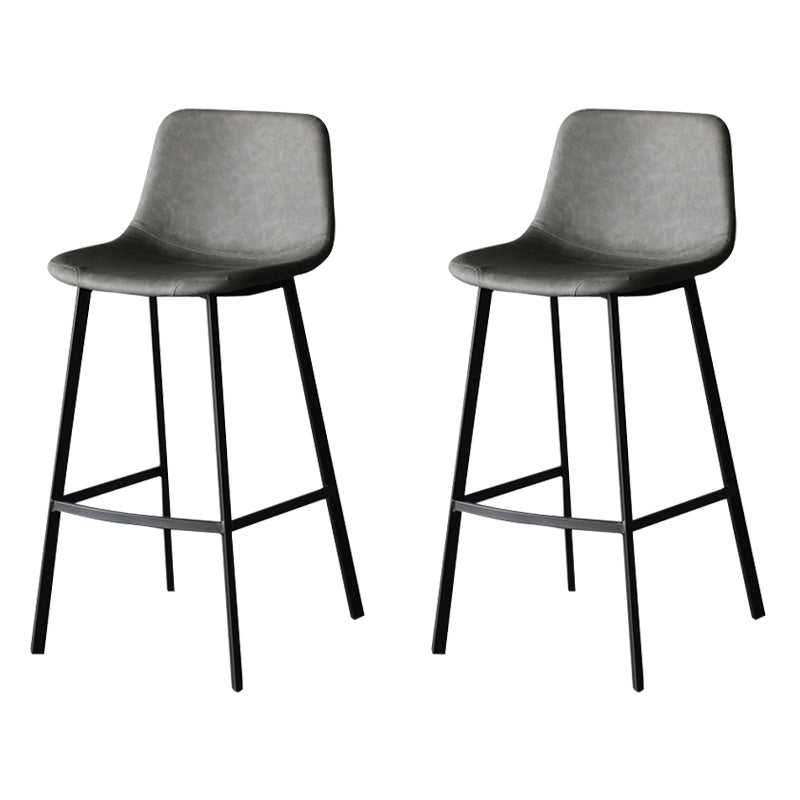Industrial Leather Iron Counter Stools Low Back Bar Stools with Footrest