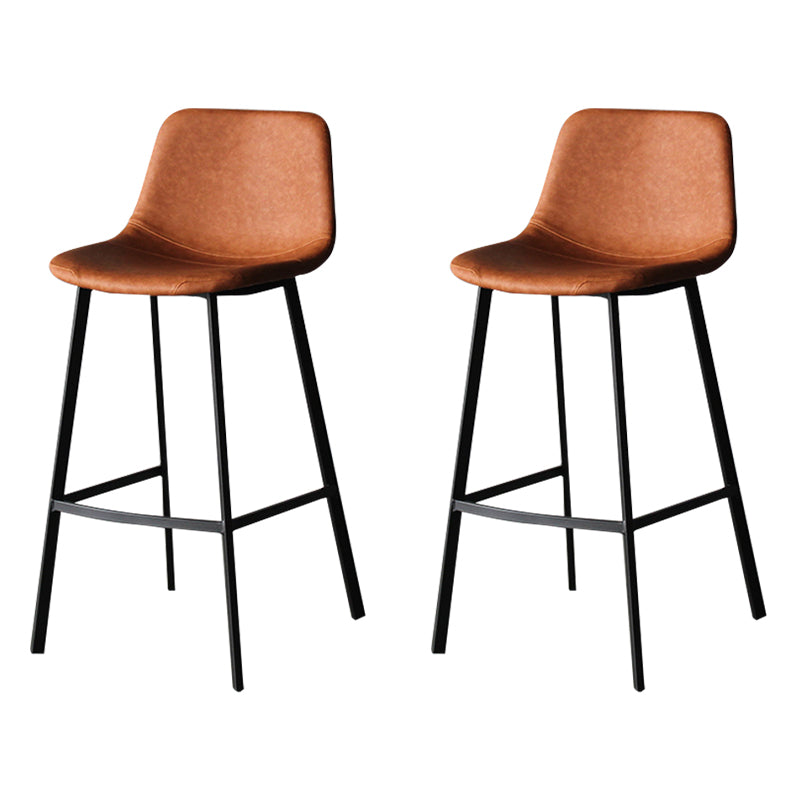 Industrial Leather Iron Counter Stools Low Back Bar Stools with Footrest