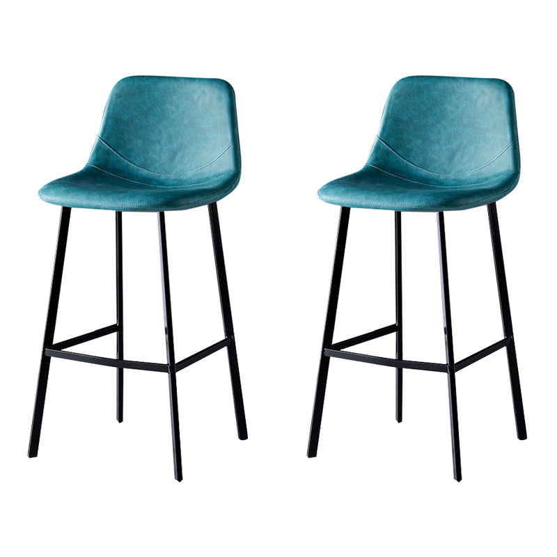 Industrial Leather Iron Counter Stools Low Back Bar Stools with Footrest