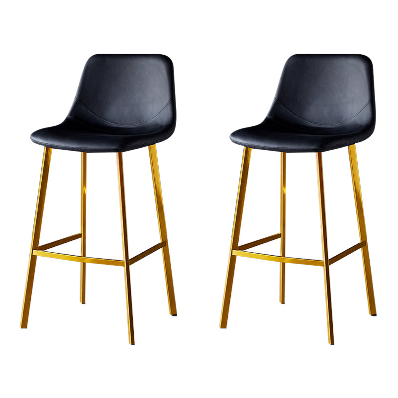 Industrial Leather Iron Counter Stools Low Back Bar Stools with Footrest
