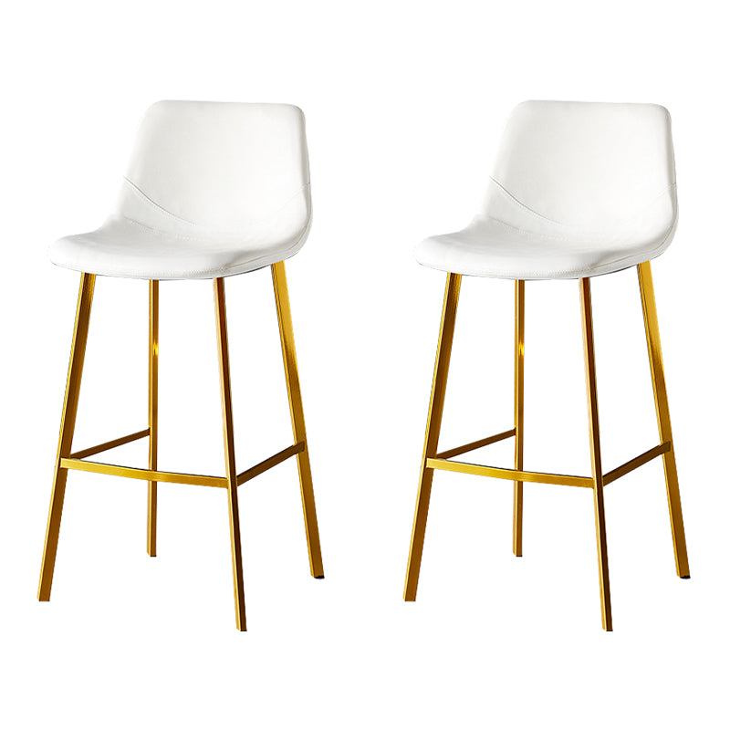 Industrial Leather Iron Counter Stools Low Back Bar Stools with Footrest