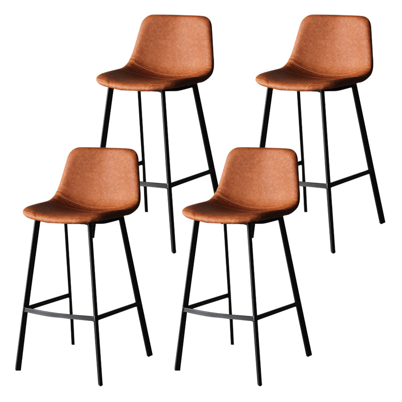 Industrial Leather Iron Counter Stools Low Back Bar Stools with Footrest