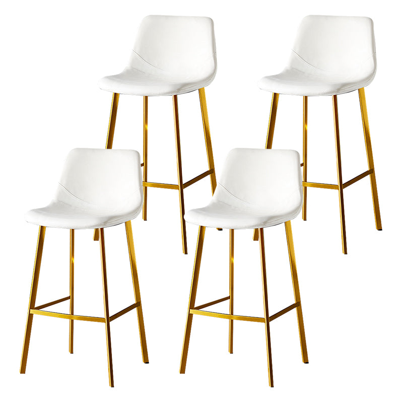 Industrial Leather Iron Counter Stools Low Back Bar Stools with Footrest