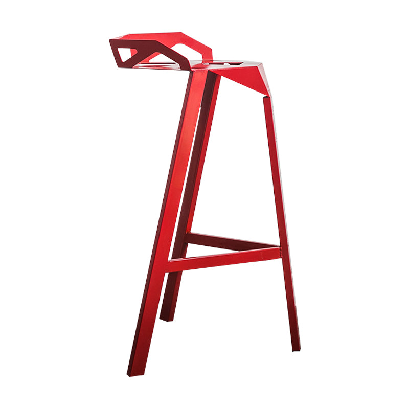 Industrial Stackable Iron Counter Stools Low Back 3 Legs Bar Stools with Footrest