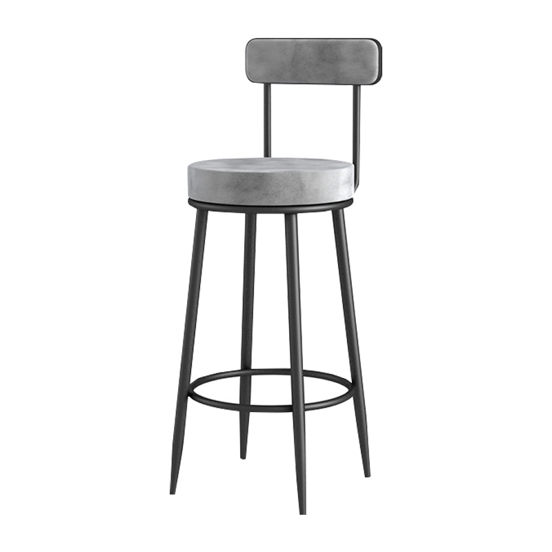 Scandinavian Upholstered Metal Counter Stools Low Back Bar Stools with Round Seat
