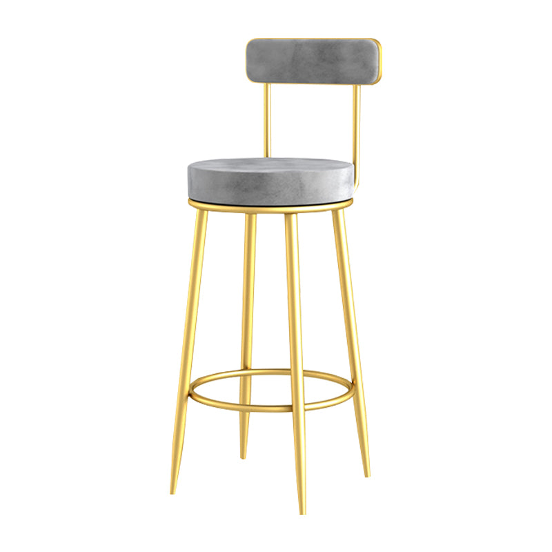 Scandinavian Upholstered Metal Counter Stools Low Back Bar Stools with Round Seat