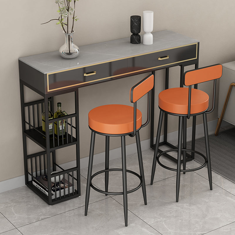 Scandinavian Upholstered Metal Counter Stools Low Back Bar Stools with Round Seat