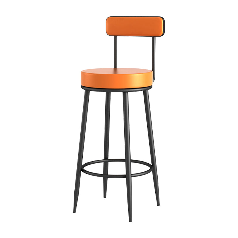 Scandinavian Upholstered Metal Counter Stools Low Back Bar Stools with Round Seat