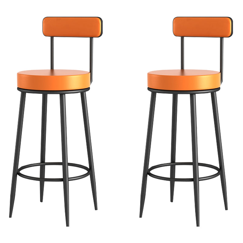 Scandinavian Upholstered Metal Counter Stools Low Back Bar Stools with Round Seat