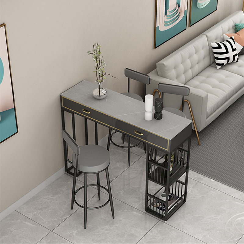 Scandinavian Upholstered Metal Counter Stools Low Back Bar Stools with Round Seat