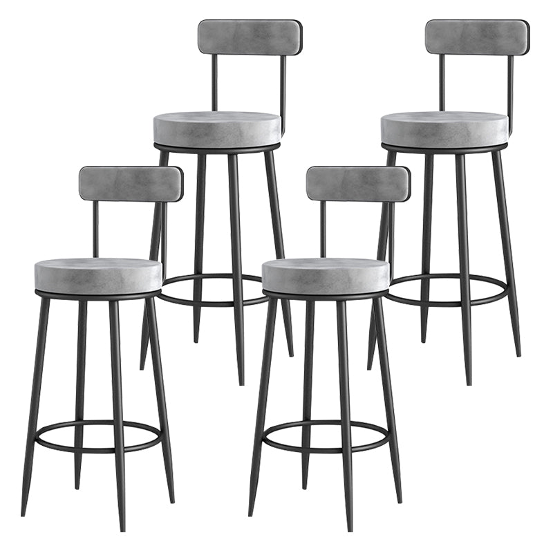 Scandinavian Upholstered Metal Counter Stools Low Back Bar Stools with Round Seat