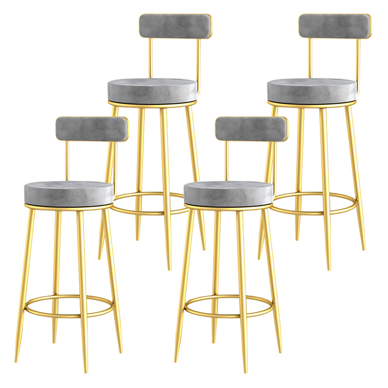 Scandinavian Upholstered Metal Counter Stools Low Back Bar Stools with Round Seat