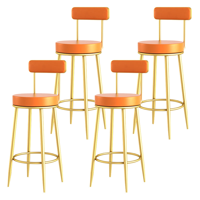 Scandinavian Upholstered Metal Counter Stools Low Back Bar Stools with Round Seat