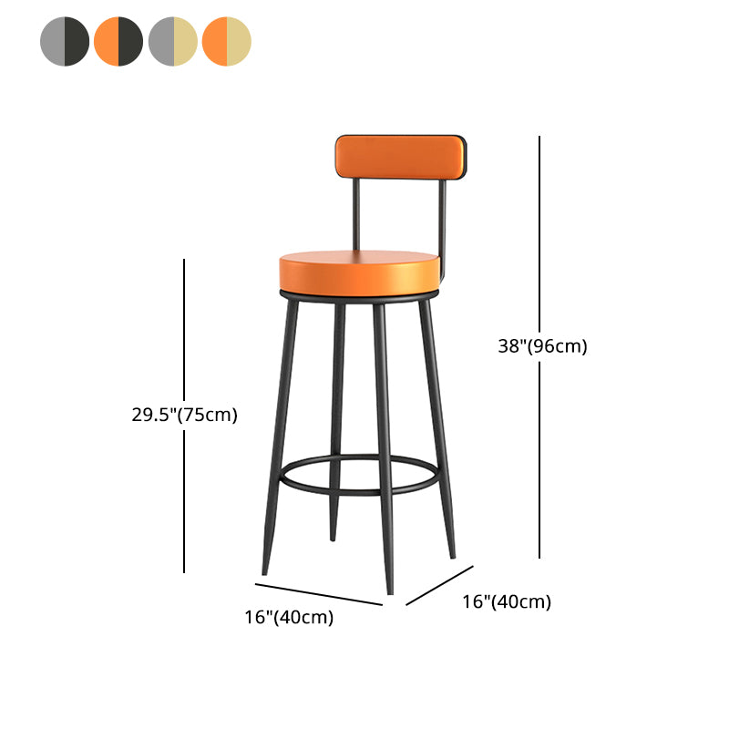 Scandinavian Upholstered Metal Counter Stools Low Back Bar Stools with Round Seat
