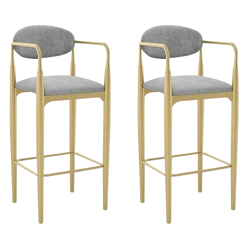 Scandinavian Upholstered Metal Counter Stools Low Back Bar Stools with 4 Legs