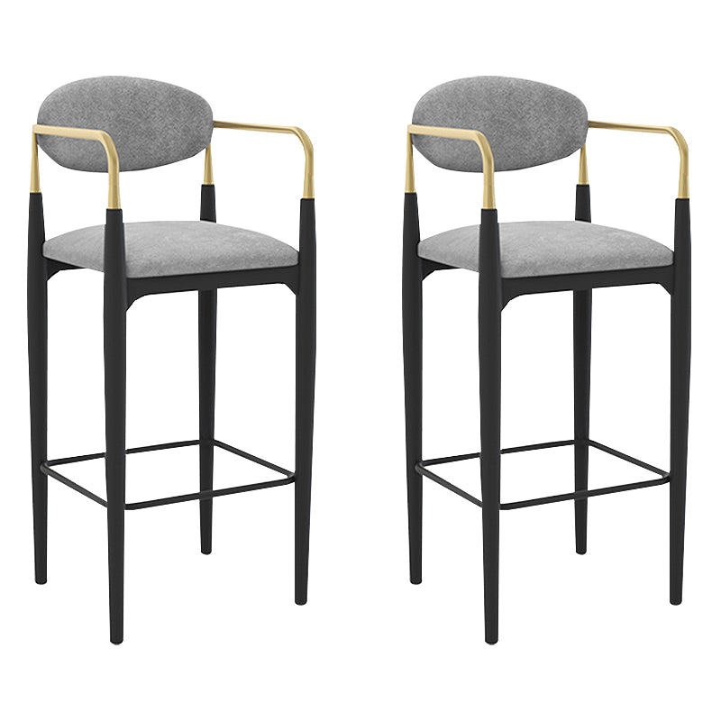 Scandinavian Upholstered Metal Counter Stools Low Back Bar Stools with 4 Legs