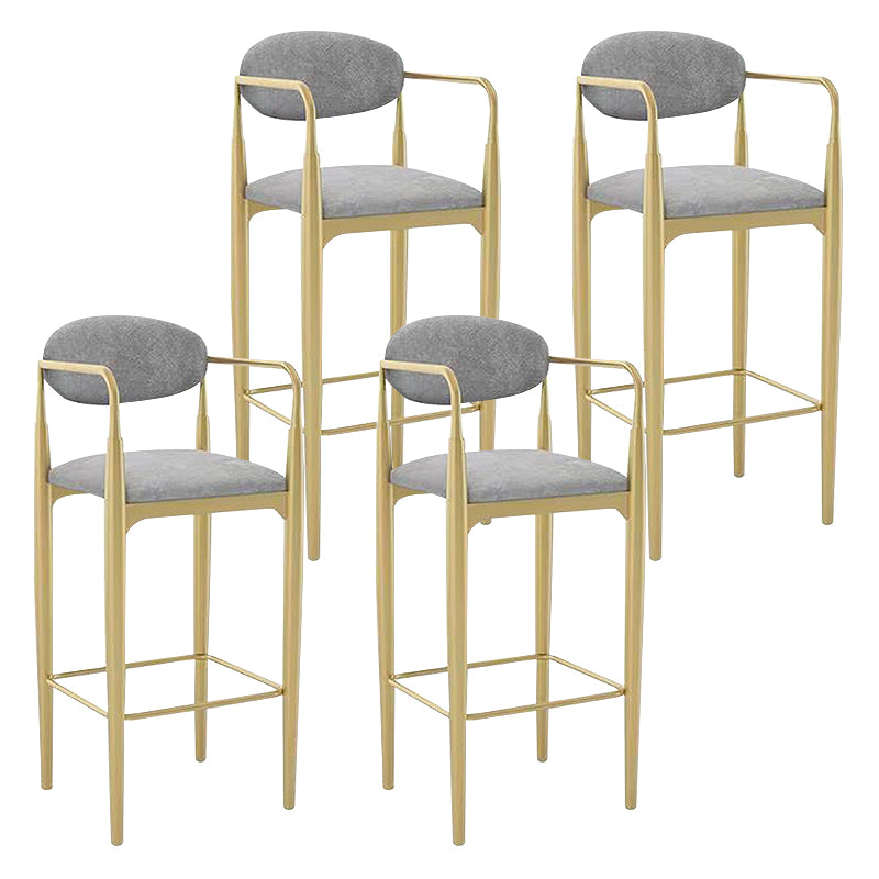 Scandinavian Upholstered Metal Counter Stools Low Back Bar Stools with 4 Legs
