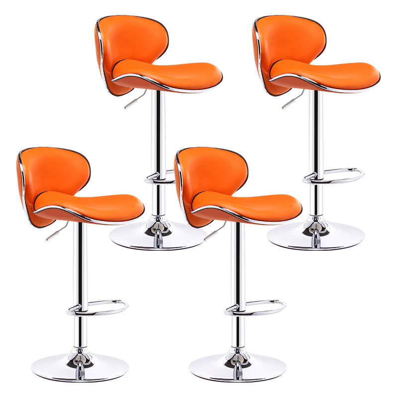Scandinavian Adjustable Height Swivel Counter Stools Metal Leather Bar Stools