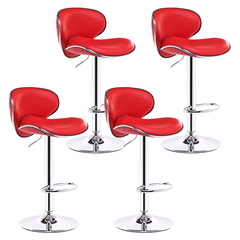 Scandinavian Adjustable Height Swivel Counter Stools Metal Leather Bar Stools