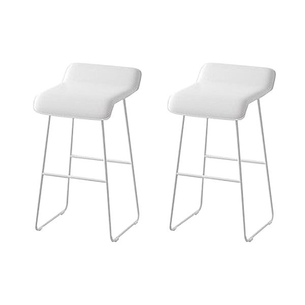 Scandinavian Leather Metal Counter Stools Low Back Bar Stools with Solid Wave Seat