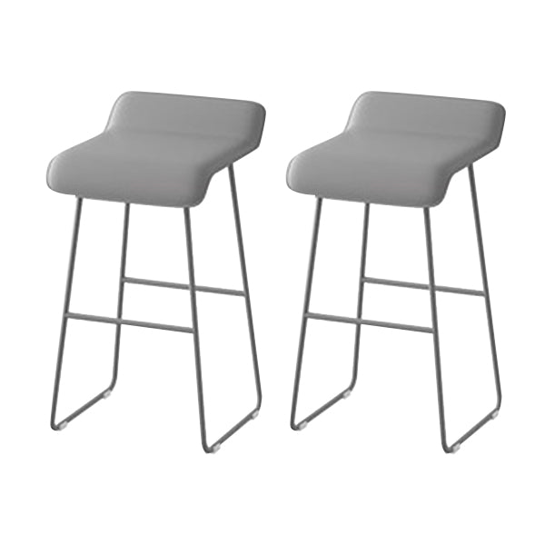 Scandinavian Leather Metal Counter Stools Low Back Bar Stools with Solid Wave Seat