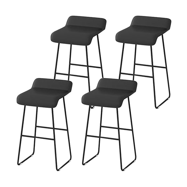 Scandinavian Leather Metal Counter Stools Low Back Bar Stools with Solid Wave Seat