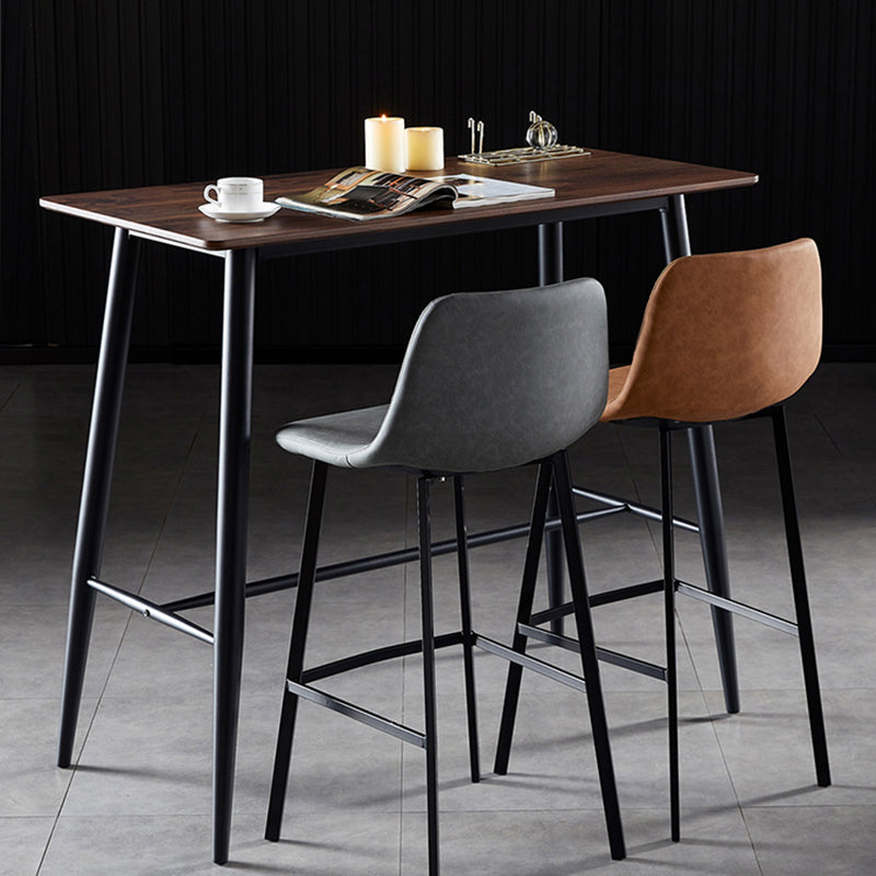 Scandinavian Style Bar-stool with Square Leather Seat Counter Stool Kitchen Bar-stool