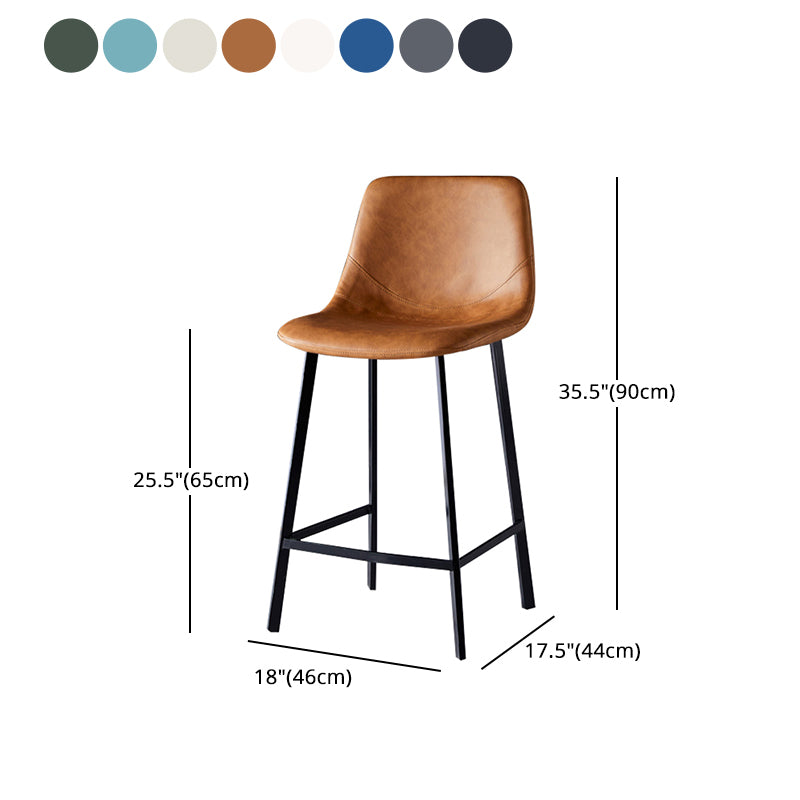 Scandinavian Style Bar-stool with Square Leather Seat Counter Stool Kitchen Bar-stool