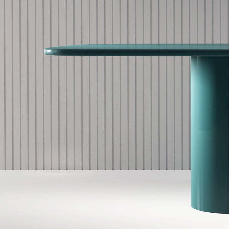 Modern Pine Wood Table in Green for Restaurant Rectangle Dining Table with Trestle Base