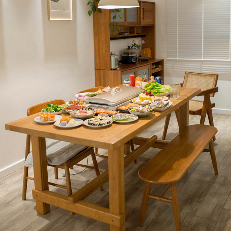 Rectangle Solid Wood Dining Table Modern Trestle Base Dining Table
